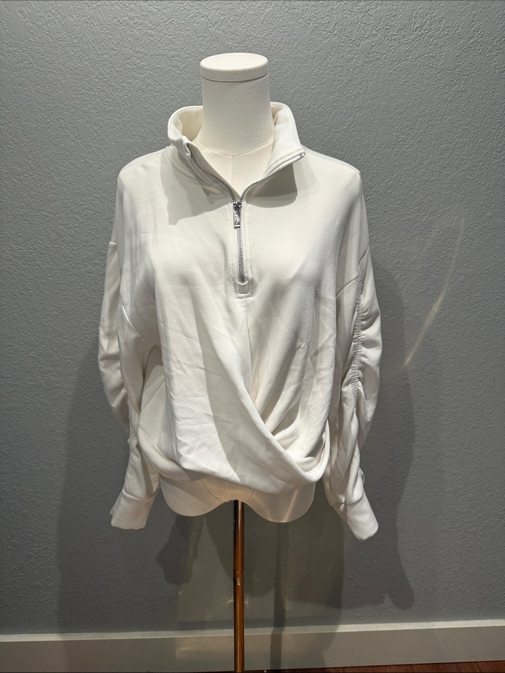 Salt Project White Half-Zip Drape Front Pullover